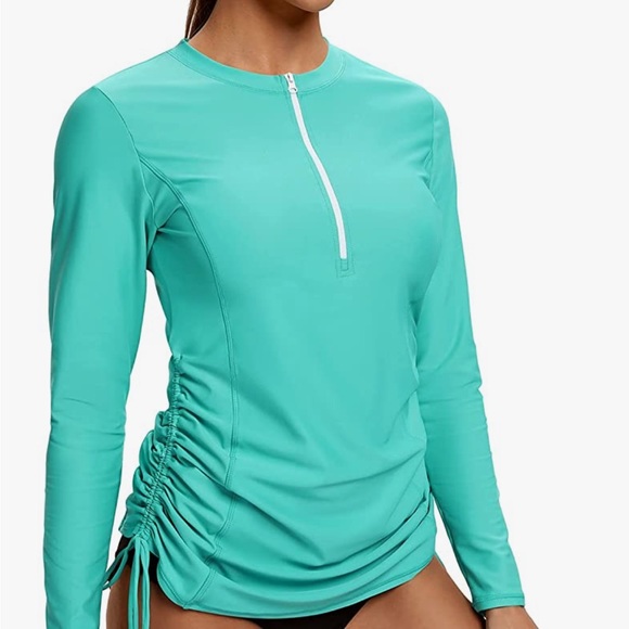 Long sleeve hooded rash guard sun protection swim guard UPF50+ - Picture 3 of 4